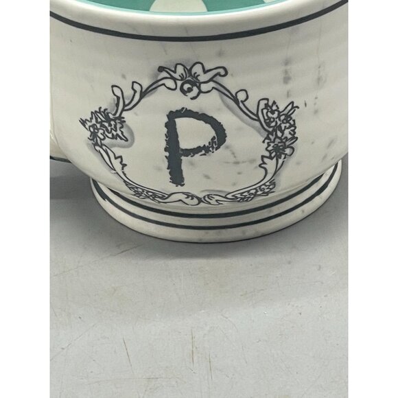 Katie mandy mug cup white blue dots stripes 3.5x5.5" READ - Picture 14 of 16